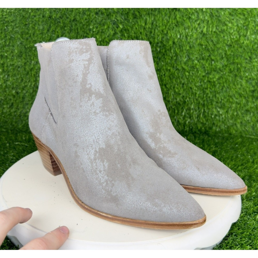 Vintage 2000s Sole Society Lilianna Shimmer Leather Booties Grey Brown Size 7